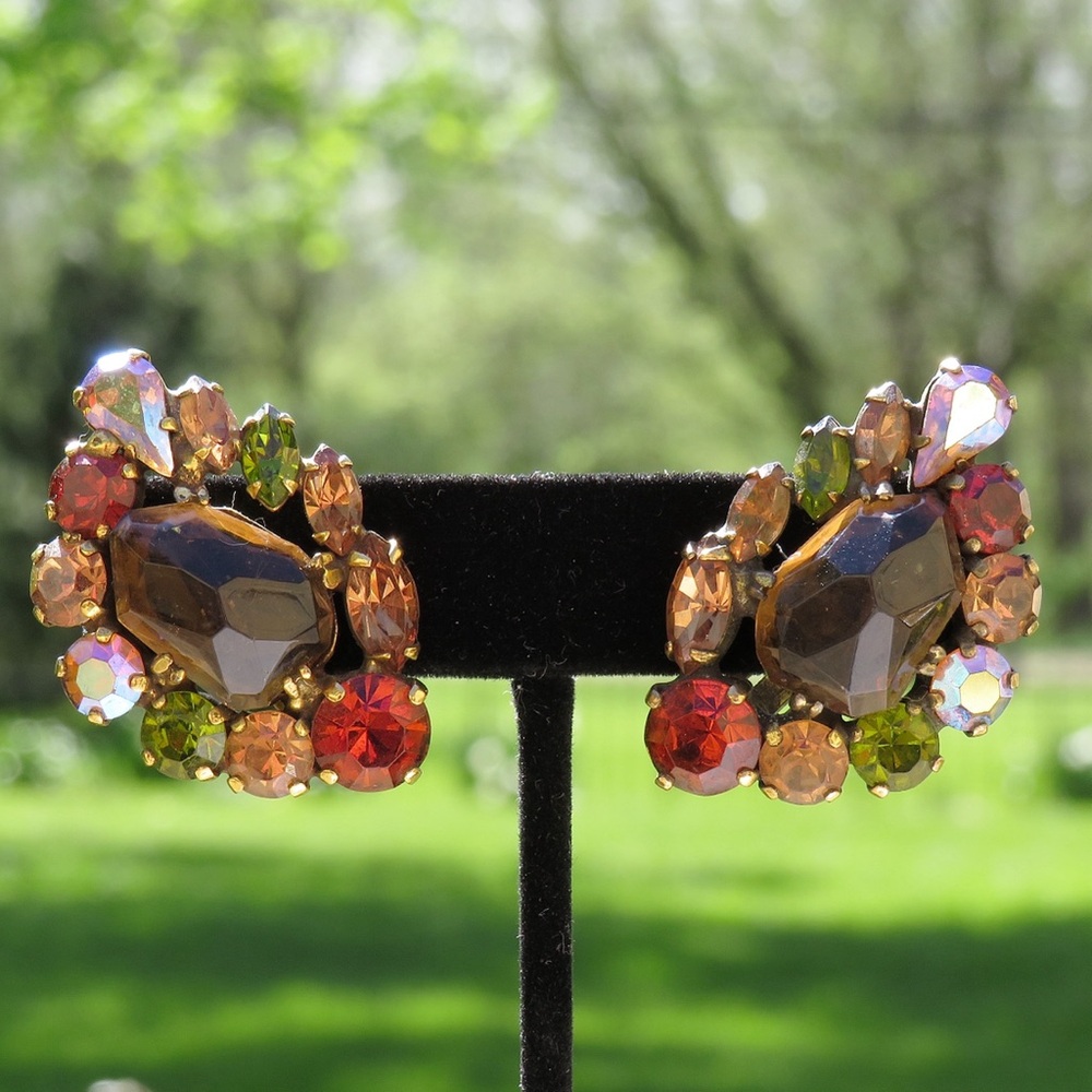 Vintage Weiss gammatic rhinestone clip on earrings India inspired collection